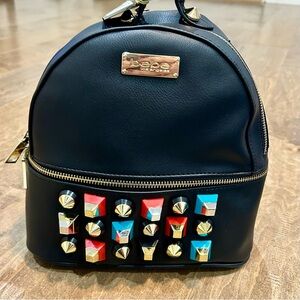 Bebe Sadie Studded Mini Backpack Black Red Blue Gold NWT